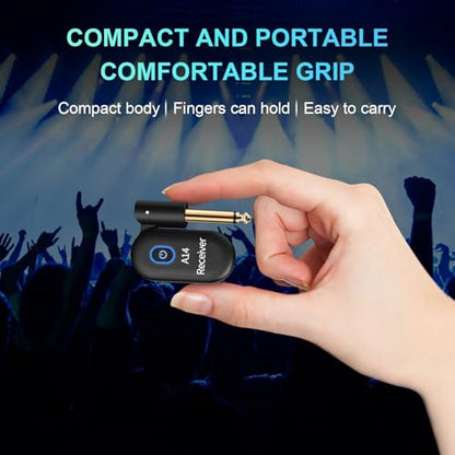 A14 Wireless Guitar System, 2.4GHz Rechargeable Transmitter Receiver, 24-bit 48KHz Audio, 100ft Range, Plug and Play, Compatible with Electric Guitar & Bass Accessories (2TX+1RX) - color: 2TX+1RX