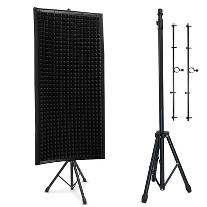 Pyle Microphone Isolation Panel with Height Adjustable Tripod Stand - High Density 2" Thick Foam Sound Dampening Wall - Foldable & Portable Mic Shield for Podcasts, Singing, Recording, Broadcasting - size: 1-Pack