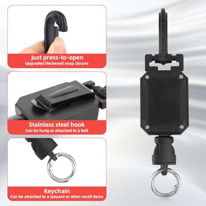 Retractable CB Mic Holder with D-Ring Adjustable Lanyard Snap Clip | CB Radio Microphone Hanger Mount, Durable Tether, Car Truck Off-Road Vehicle Drivers Accessories