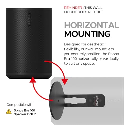 ERA 100 Wall Mount Bracket, Low Profile, Black, Single (1pc) | Compatible with Sonos ERA100 & ERA 100 SL Speaker, Complete with All Fixing Hardware - color: Black, size: Single