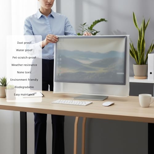 Monitor Dust Cover Protective See-Through Lightweight Waterproof Case for 37"-41" Computer Monitor LCD/LED Screen (37W x22H x3D) - size: 37"-41" in