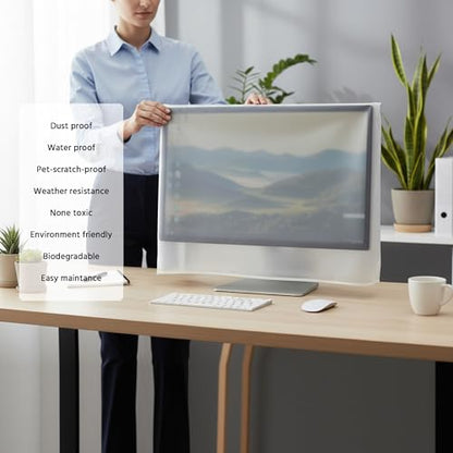 Monitor Dust Cover Protective See-Through Lightweight Waterproof Case for 37"-41" Computer Monitor LCD/LED Screen (37W x22H x3D) - size: 37"-41" in