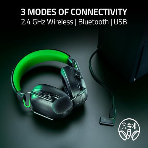 Razer BlackShark V3 X HyperSpeed Wireless Xbox Gaming Headset, Black | 50mm Drivers, Cardioid Mic, 2.4 GHz, Bluetooth, Works with PC, Mac, PS5, Nintendo Switch, Smartphone, 70 Hr Battery - color: Black, style: Xbox