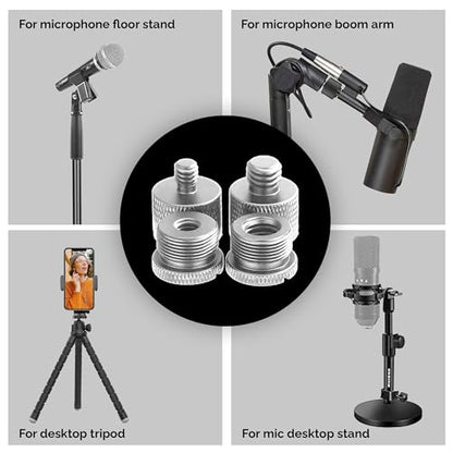 Mic Stand Adapter Set - 8pcs Metal Tripod Adapter - 5/8" to "3/8" & "1/4" Male/Female Threads - ADP01 Silver - color: 8 ADAPTER