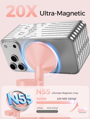 Aeinidi 2026 3 in 1 Wireless Charging Station Compatible with MagSafe, 15W Fast Magnetic Mag-Safe Charger Stand for Apple iPhone 17 16 15 14 13 12 iWatch AirPods Pro 4 3 2, Pink - color: Pink