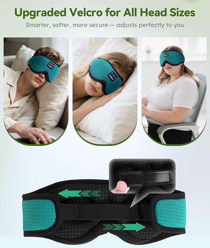 MUSICOZY 3D Sleep Headphones Bluetooth 5.4 Breathable Sleep Eye Mask | Cooling Fabric Lining with Blackout Design for Side Sleeper, HD Stereo Sound, 14 Hours Playtime for Sleep, Travel, Relaxation - color: Green