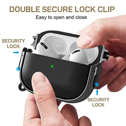 for AirPods Pro 2/1 Case Cover with Lock, Magsafe Compatible,Black/Grey - color: Black Grey, size: AirPods Pro 2/1 Case (2019/2022/2023)