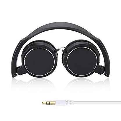 Foldable Head Mounted Headphone Mini Wired Headset Hands Compact Stereo HiFi Music Headset Support Rotatable Ear Cup Adjustable Headband Support TF Card