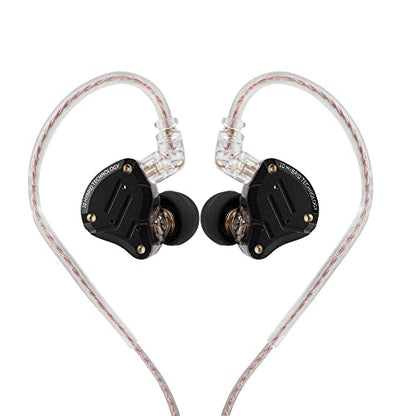 Linsoul KZ ZS10 Pro, 4BA+1DD 5 Driver in Ear Monitor, HiFi Wired Earbuds, Gaming Earbuds, Hybrid IEM Earphones with Stainless Steel Faceplate, Detachable Cable for Musician(with Mic, Dark Black) - color: Dark Black, style: With Mic