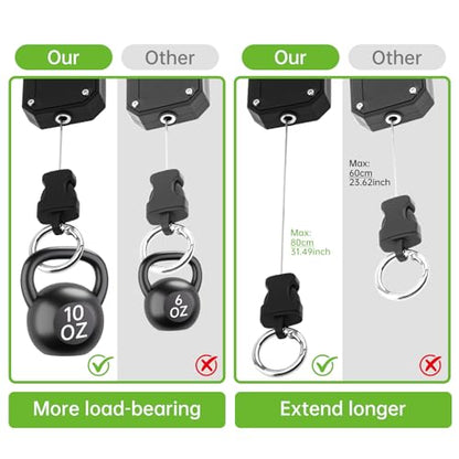 CB Mic Holder Retractable, Swivel Microphone Hanger for Truck Drivers | 31.5" steel cable auto-retracts. 360° swivel hook.Tool-Free.Smooth consistent retraction.D-rings & clip included.