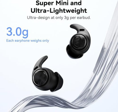 NE76 Sleep Earbuds Bluetooth 6.0 in Ear, AI Translation Headphones Real Time 164 Languages, Mini Sleep Headphones Small Design for Side Sleepers for Travel Education Business Meetings - color: Black