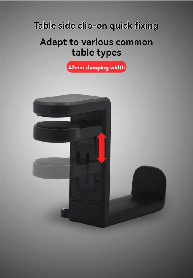 No-Drill Desk Clamp Headphone Hook – 360° Rotating Headphone Stand with Multi-Functional Storage Hanger for Office, Gaming & Home Use (White) - color: White