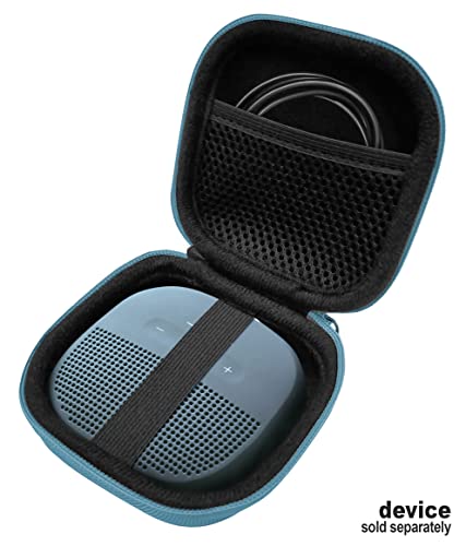 Feature Protective Case for Bose SoundLink Micro Bluetooth Speaker by WGear, Featured Design with mesh Pocket for Cable and Other Accessories, Elastic Strap to Secure Device (Stone Blue case) - color: Stone blue case