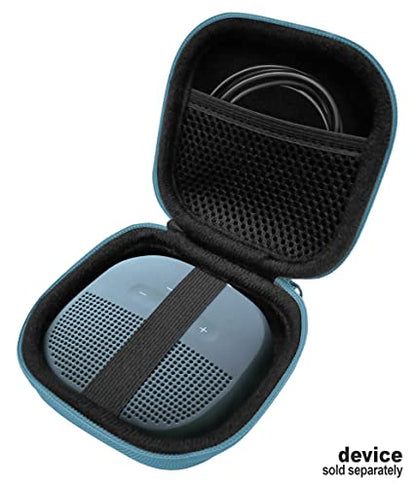 Feature Protective Case for Bose SoundLink Micro Bluetooth Speaker by WGear, Featured Design with mesh Pocket for Cable and Other Accessories, Elastic Strap to Secure Device (Stone Blue case) - color: Stone blue case