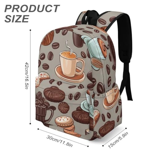 Travel Backpack for Women Men Carry On Backpack Coffee Collection Laptop Bag Lightweight Casual Daypack - color: Coffee and Sweets Sugar Chocolate