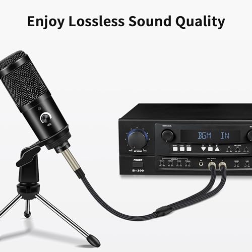 3.5mm 1/8 TRS to Dual 6.35mm 1/4 TS Mono Breakout Cable Y Splitter Stereo Cord Adapter Compatible with iPhone, iPod, Computer Sound Card, CD Player, Multimedia Speaker, Home Stereo System-20FT - size: 20FT