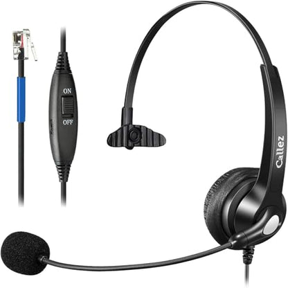 Callez Mono Phone Headset for Cisco IP Phones 7821 7841 7945 7962 7965 7975 | Corded Telephone Headset with Noise Cancelling Mic, Mute Switch, RJ9 Headphone Work for Cisco IP Phones 8811 8841 8845 8851