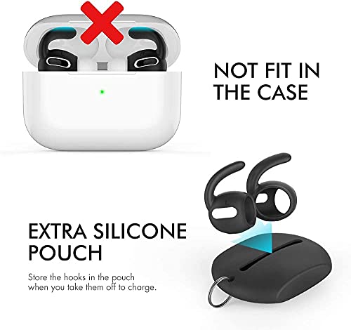 AhaStyle 3 Pairs AirPods Pro Ear Hooks Covers Accessories [Added Storage Pouch] Compatible with Apple AirPods Pro 2019 (Black) | Added Storage Pouch, Anti Slip, Secure Fit, Comfortable Silicone Ear Tips Compatible with Apple AirPods Pro 2019 (Black) - col