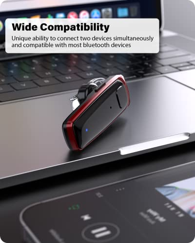 ADADPU Bluetooth Headset - V5.0 Wireless Handsfree Earpiece Built-in Dual Mic Noise Cancelling, 10 Days Standby 16Hrs HD Talktime Ultralight Ear Buds for iPhone Android Cellular Phone Laptop(Red) - color: Red