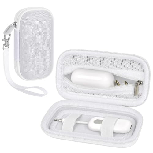 COMECASE Bluetooth Transmitter Case for AirFly SE/Pro 2/Pro/Duo | Hard EVA, Deep Mesh Pocket, Dual Elastic Straps, Fits for Avantree Relay, for 1Mii, Airplane Travel Tech, Case Only, White - color: White