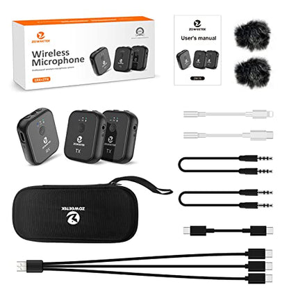 ZOWEETEK Wireless Lavalier Microphone System Dual-Channel for Recording