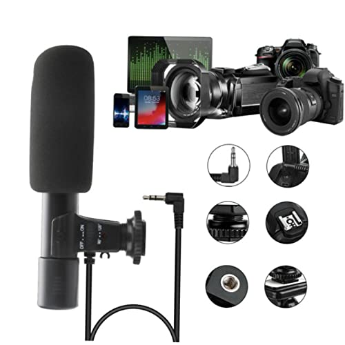 Mikinona Professional Camera Microphone for DSLR Camcorder with Long Pickup Distance Up to High-Definition Stereo Sound Cable Hot Shoe and Screw Mount for Interview Recording and Live