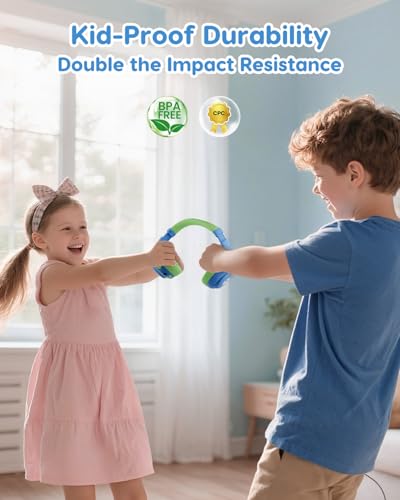 awatrue Kids Bluetooth Headphones, 85dB Volume Limiter, Blue Green HK02 | Foldable Wireless, Bluetooth 5.4, 75H Playtime, Built-in Mic, for iPad & Travel - color: Blue-Green