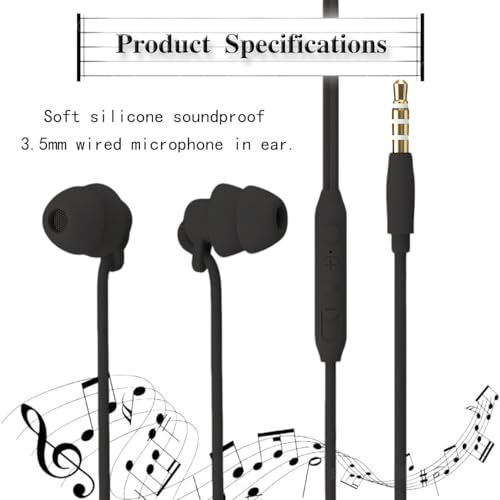 Sleep Earbuds Noise Cancelling in-Ear Sleep Earphones, Soft Wired Earbuds with Mic Volume Control for Small Ear Canal Sleeping Insomnia Side Sleeper Compatible with iPhone Samsung Huawei