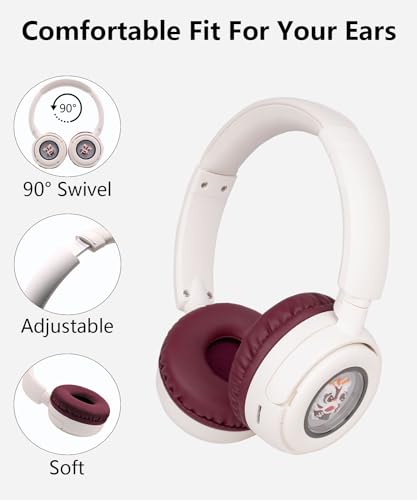 Wireless On-Ear Headphones Bluetooth with Microphone, Lightweight Foldable Wireless Headphones Built-in LED Lights, FM Radio, Micro SD/TF Slot for Travel Home, Red Q9M - color: Red