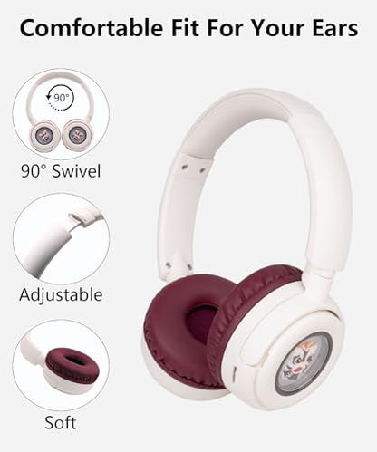 Wireless On-Ear Headphones Bluetooth with Microphone, Lightweight Foldable Wireless Headphones Built-in LED Lights, FM Radio, Micro SD/TF Slot for Travel Home, Red Q9M - color: Red