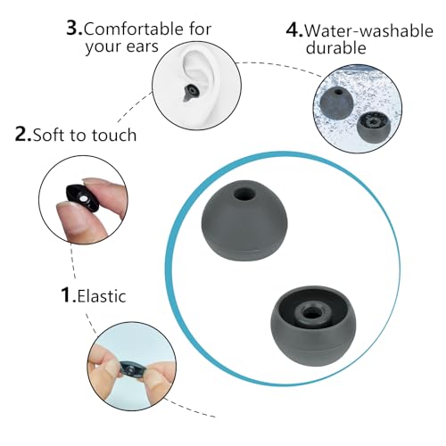 Replacement Earbud Tips Silicone Ear Tips Compatible with Powerbeats Pro Beats Wireless Earphone Headphones Rubber Tips Eartips, 4 Pairs Dark Gray - color: Dark Gray