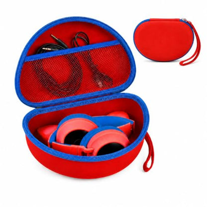PAIYULE Kids Headphone Case for Riw,Box CT-7S/CT-7, for iClever IC-HS01 | Headphone case for kids, hard EVA shell, mesh pocket, fits cat-ear over-ear models, red, school and travel, box only, Red - color: Red