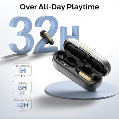 Monster Open AC601 Bluetooth Earbuds, Crystal Clear Call, USB-C Charging, Bluetooth 5.4 Open Earphones with ENC, IPX5 Waterproof Wireless Clip-on Earbuds, 32H Playtime Ear Buds (Black)