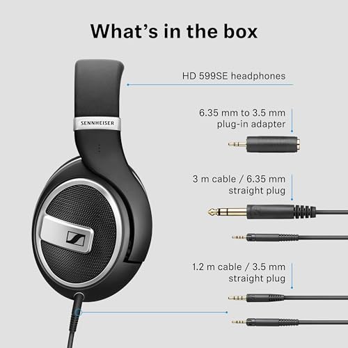 Sennheiser HD 599 SE Open-Back Wired Headphones,Comfortable Fit, Black | Premium Design, Balanced Audio, Comfortable Fit, Wired for Music - style: HD 599 SE