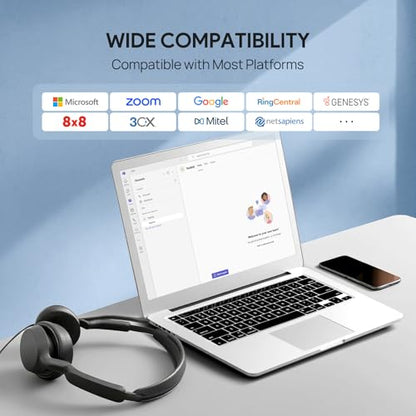 Yealink UH42 USB-C/A Wired Headset,AI Noise Cancelling Mic,in-Line Controls | Teams/Zoom Certified, Stereo Headphones,Plug & Play for Computer/Laptop/Phone,7ft Cable, Dynamic EQ, Call Center, Office,Home - color: Dual-Ear, size: USB-C/A