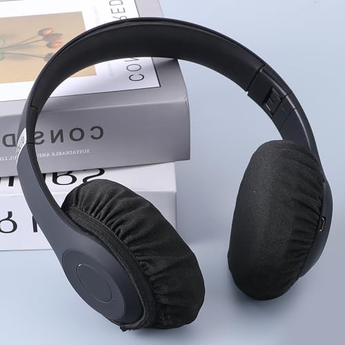 Piriuuo 2 Pairs Headphone Covers, Washable Headphone Ear Covers Stretchable Headphone Covers for Ears Black Headset Ear Covers Earphone Covers Headphone Ear Covers Replacement