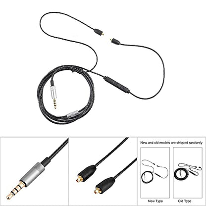 Replacement Earphone Cable, Upgraded Audio Cable with Mic for In-Ear Monitors, Durable Black for Musicians Commuters Gamers Fitness Enthusiasts