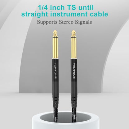 1/4 Inch Guitar Cable 2-Pack, 15FT, 6.35mm TRS Balanced Audio Cable | Quarter Inch TRS to TRS Balanced Stereo Instrument Cable for Electric Guitar, Bass, Keyboard, Mixer and Amplifier - size: 15 FT