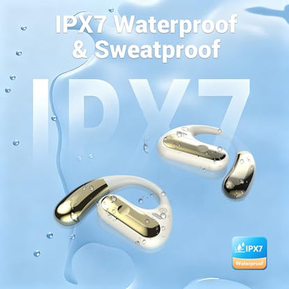 CoolJumper Open Ear Bluetooth 5.4 Headphones with Ear Hooks, 16.2mm Large Driver, 60H Total Playtime LED Digital Charging Case, IPX7 Waterproof, ENC Clear Call Sports Earbuds for Running Gym Commute