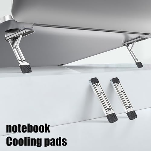 1pc Mini Zinc Alloy Laptop Stand Adjustable Height Foldable Laptop Riser Legs Anti Slip Holder