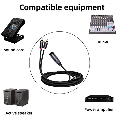 (6FT) Dual RCA to XLR Male Y Splitter Patch Cable, Unbalanced 2 RCA/Phono Plug to 1 XLR Splitter Duplicator Lead Y-Cable Adapter - size: 6 ft