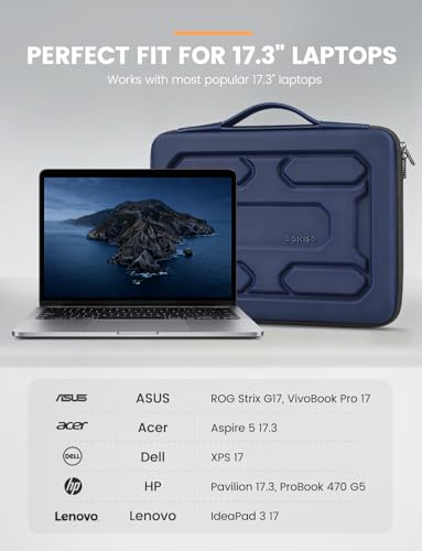 DOMISO 17 inch Laptop Sleeve with Handle Shockproof Waterproof EVA Protective Case for 17.3" ZBook Fury 17.3 G8/MSI GS73VR Stealth Pro/HP Envy 17/LG Gram 17"/ROG Strix GL702VS, Dark Blue - color: Dark Blue, size: 17.3 inch
