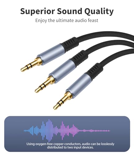 Vthahaby 3.5mm 1 Male to 2 Male Audio Splitter, 3.3 FT 3.5mm Y-Splitter Stereo Audio Cable, for Speakers, Headphone, Cell Phone PC Laptop, Perfect for Switching or Two Sets of Speakers