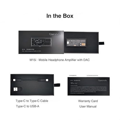 Questyle M15i Mobile DAC Amp - MFi Certified Portable Headphone Amplifier | ESS Flagship DAC, 3.5mm/4.4mm Balanced Output,Supports PCM 768kHz/DSD512 USB C Audio Adapter for iPhone, Android, Laptop