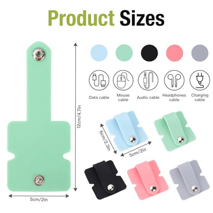 5 PCS Cord Organizer Earbuds Holder, Small Silicone Cable Organizer Winder Manager for Earphone Phone Charger, Reusable Cable Straps Wire Keeper Home Office Kitchen School