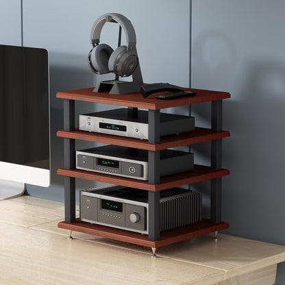 Desktop Hi-Fi Audio Rack, Multi-Tier Stereo Component Shelf for Amplifier(Teak,4-Layer) - color: Teak, size: 4-layer