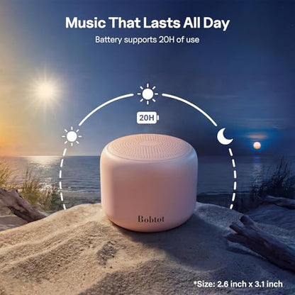 Bobtot Portable Bluetooth Speakers Mini Speaker with Strap Easy to Carry | Wireless IPX5 Waterproof with Loud Stereo Sound, 20 Hours Playtime, Rechargeable Battery, Built-In Microphone, Pink - color: Pink