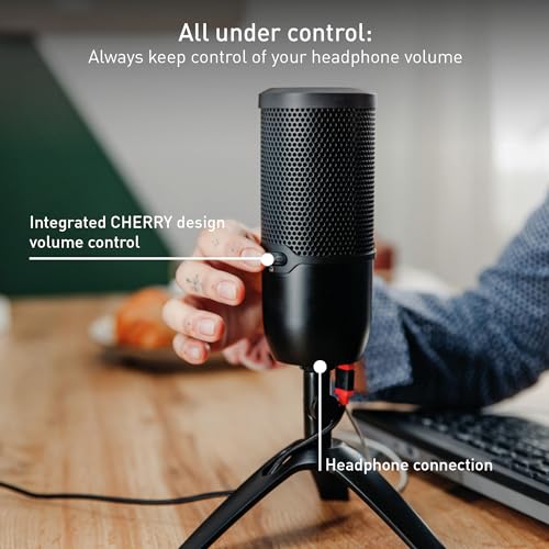 Cherry UM 3.0, USB Microphone for Podcasting, Streaming and Home Office Use, Cardioid Polar Pattern, Headphone Jack, Compatible with PC/Mac/PS4/PS5, Black - color: UM 3.0 Black