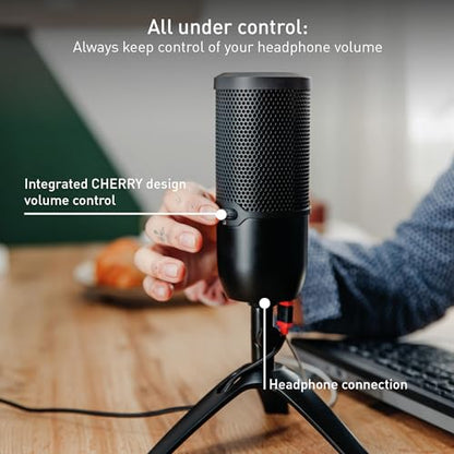 Cherry UM 3.0, USB Microphone for Podcasting, Streaming and Home Office Use, Cardioid Polar Pattern, Headphone Jack, Compatible with PC/Mac/PS4/PS5, Black - color: UM 3.0 Black