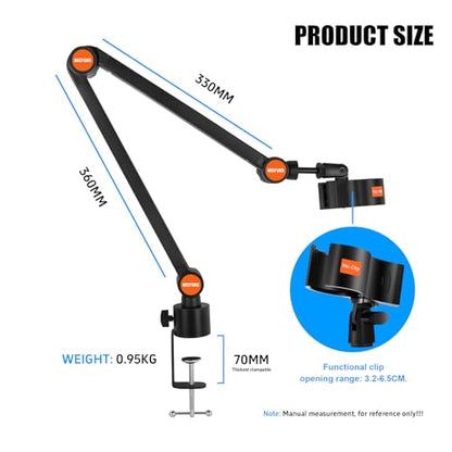 ST4 Microphone stand arm holder boom desk arm mic holder, with microphone upgraded clip, Suitable for 3kg microphone